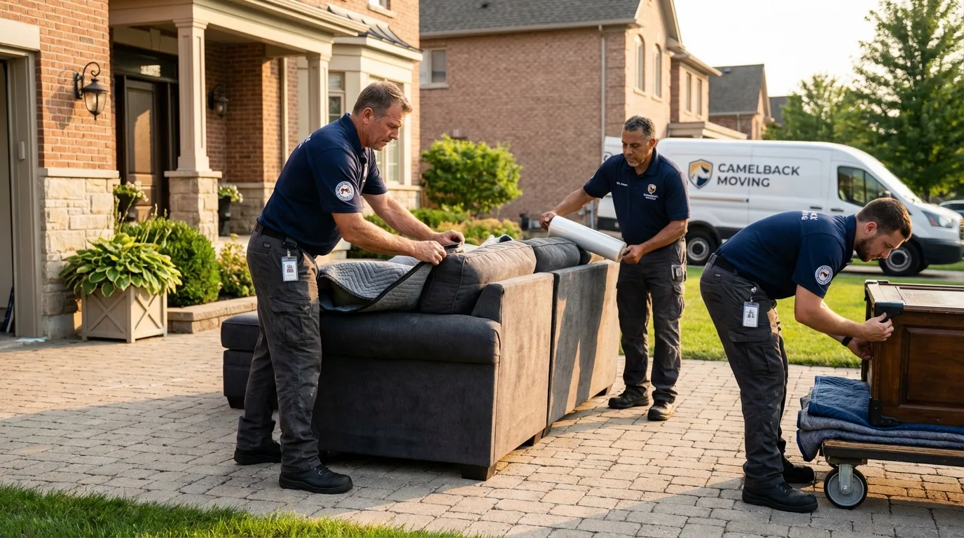 Large estate moving crew wrapping furniture in Rio Hondo, TX